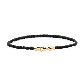 Daniel Wellington Čierny pletený kožený náramok Sheffield Daniel DW004017 18,5 cm