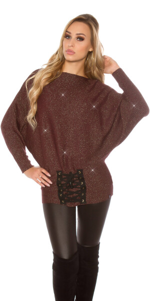 Trendy KouCla glitter bat jumper with lacing Einheitsgroesse