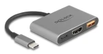 DeLock USB-C (M) - HDMI (F) + USB-A sivá / Adaptér / DP Alt Mód / 4K / 30 Hz / USB PD 90 W (61071)