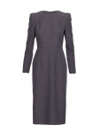 S412 Šaty v tvare ceruzky s ozdobnými ramenami - sivé EU XXL