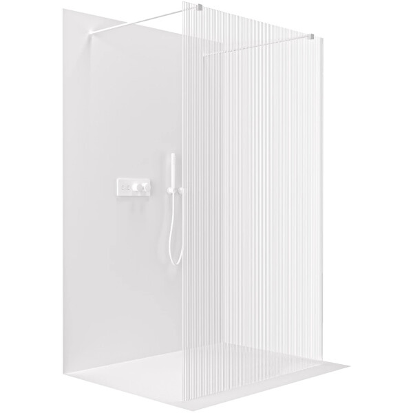 CERANO - Sprchová zástena Walk-in Onyx Duo Ľ/P - 8 mm - hranatá vzpera - biela matná, ryhované sklo - 90x200 CER-8050BD1904