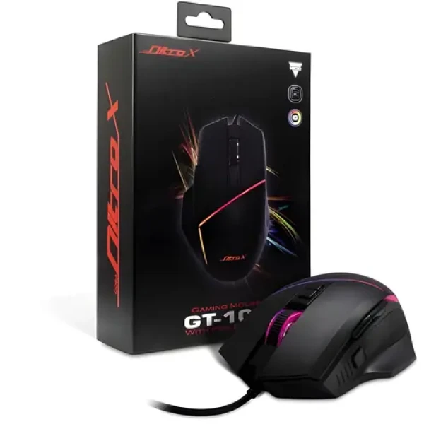 Inter-tech Nitrox GT-100 RGB čierna / Herná myš / 6400 DPI / 7 tlačidiel / RGB / USB (88884111)
