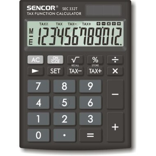 Sencor SEC 332 T / Kalkulačka / 12 miestny LCD displej / 1xLR1130 (8590669293391)