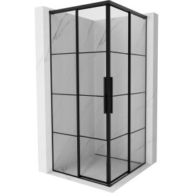 MEXEN/S - Rox Duo sprchovací kút posuvný 90 x 90, čierna kratka, čierna 8C2D-090-090-70-77