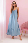 Dámske šaty bez ramienok s volánom z ľahkého denimu UNI