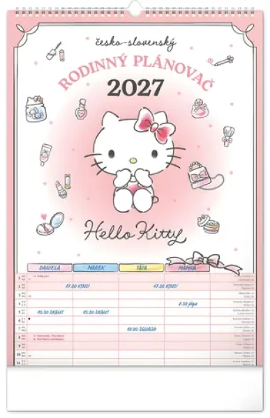 NOTIQUE Rodinný plánovací Hello Kitty XL 2027 / Nástenný kalendár / 33 × 46 cm