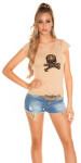 Sexy KouCla T-Shirt with skull and net back pink M/L