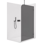 CERANO - Sprchová zástena Walk-in Orbis Top Round Ľ/P - 8 mm - okrúhla vzpera - čierna matná, grafitové sklo - 160x200 CER-682183