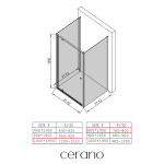 CERANO - Trojstenný sprchovací kút Ferri UL/P - 6 mm - čierna matná, transparentné sklo - 100x80x195 - pivotový CER-8050BD7851