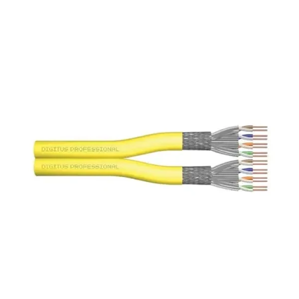 DIGITUS Cat.7A S/FTP žlutý / Instalační kabel / 500 m / AWG 22/1 / LSZH / Dca (DK-1743-A-VH-D-5)