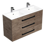 Kúpeľňová skrinka s čiernou úchytkou a umývadlom SAT Cube Way 120x76,5x46 cm dub Wellington mat CUBE46C1203DWMOD CUBE46C1203DWMOD
