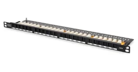 Digitus čierna / Patch panel / CAT6 / 0,5 U / 24x RJ45 / netienený / 19" (DN-91624U-SL-SH)