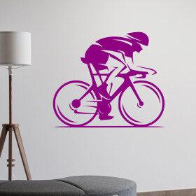 Veselá Stena Samolepka Cestný cyklista Farba: fialová, Veľkosť: 80 x 67 cm