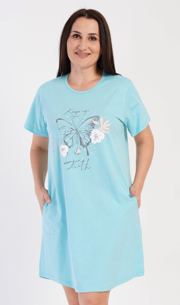 Dámske šaty s krátkym rukávom Butterfly modrá 2XL