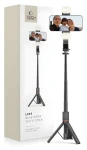 Tech-Protect L05S čierna / Selfie tyč / statív / Bluetooth / LED svetlo (5906203690381)