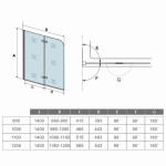 H K - Vaňová zástena S22 110x140cm - dvojdielna sklopná, číre sklo SE-S22-110