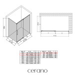 CERANO - Sprchovací kút Lantono - pravá - 8 mm - Soft-Close - chróm, mliečne sklo - 110x70 - posuvný CER-665536