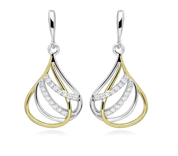 Silver Cat Elegantné visiace náušnice zo striebra Bicolor SC610