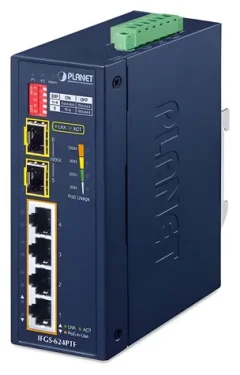 Planet IFGS-624PTF / Switch priemyselný / 4X 100Mb PoE / 2x 100Mb SFP / -40 až 75 ° C / IP40 (IFGS-624PTF)