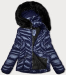 Dámska krátka prešívaná zimná bunda vo farbe slivky s kapucňou J Style (58M23068-4) odstíny modré M (38)