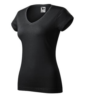 Fit tričko s výstrihom do V ebony gray L