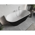 MEXEN/S - Oris voľne stojaca vaňa nástenná reliéf 170 x 80, biela/čierna, sifón a prepad biela 52871708075-20