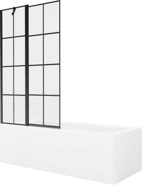 MEXEN/S - Cubik obdĺžniková vaňa 160 x 70 cm s panelom + vaňová zástena 100, čierna vzor 550316070X9410117077