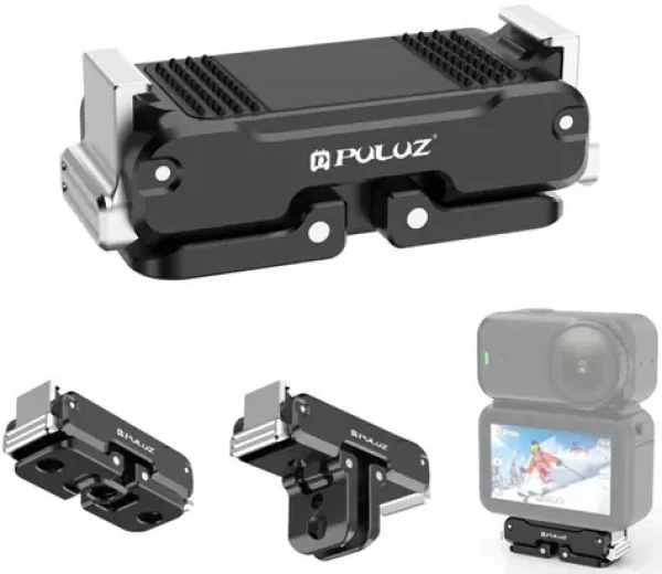 PULUZ Magnetický kovový držiak pre DJI OSMO Nano čierny / Držiak / Magnetický / Hliník / 1/4" a studená pätka (PU794B)