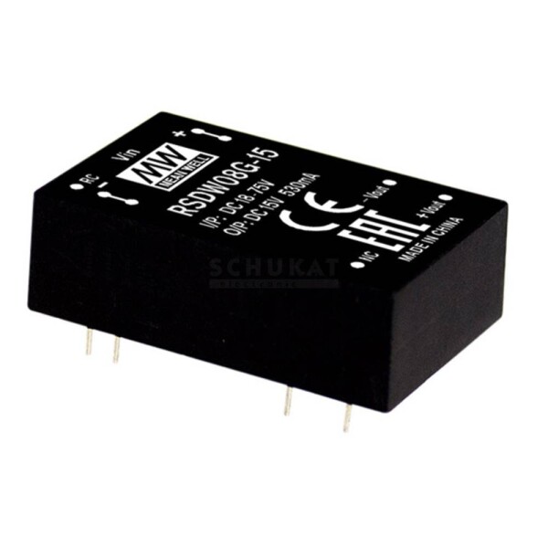 MEAN WELL RDDW08F-15 DC / DC menič napätia, modul 265 mA 8 W Počet výstupov: 2 x; RDDW08F-15