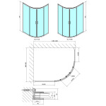 POLYSAN - EASY BLACK štvrťkruhová sprchová zástena 1200x900, L/R, číre sklo EL2715B