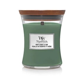 WoodWick sviečka stredná Mint Leaves Oak 275