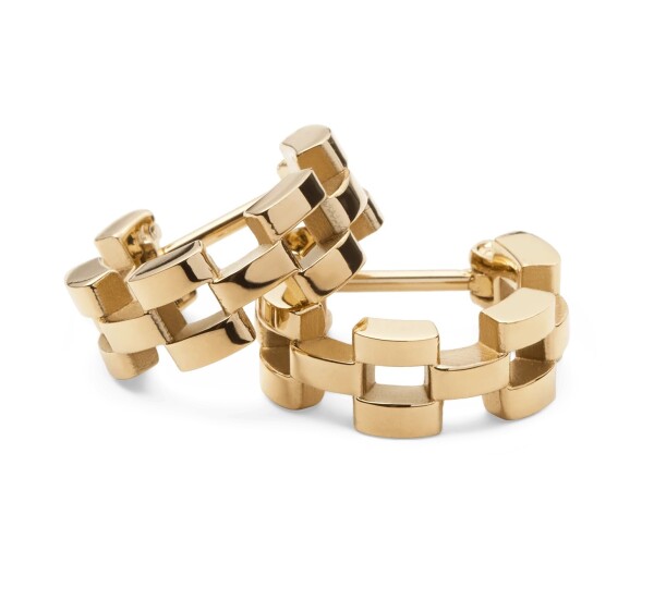 Daniel Wellington Štýlové kruhové náušnice z pozlátenej ocele 3-Link DW00400989