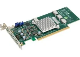 SuperMicro AOC-SLG3-4E4T / Radič / 4X NVMe Oculink SFF-8611 / PCIe x16 Gen3 / Low Profile (AOC-SLG3-4E4T-O)