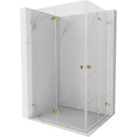MEXEN/S - Lunar-F Duo sprchovací kút skladacie dvere 85 x 80, transparent, zlato 836-085L-080P-50-00