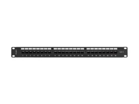 Lanberg 24 Port 1U / Patch panel / 19" / Cat.6 UTP / čierny / s organizérom káblov (PPU6-1124-B)