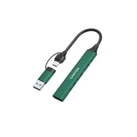 Canyon DS-02 zelená / USB hub / 4 porty / 3x USB 2.0 480 Mbps / 1x USB 3.0 5 Gbps / adaptér USB-C/USB-A (CNS-TDS02GR)