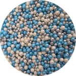 Cukrovo-ryžové perly, mix modro‑bielo‑strieborný, 5 mm, 80 g - I LOVE CAKES