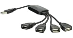 Akyga USB Hub čierna / USB hub / 4 porty / USB 2.0 / kábel 15 cm (AK-AD-13)