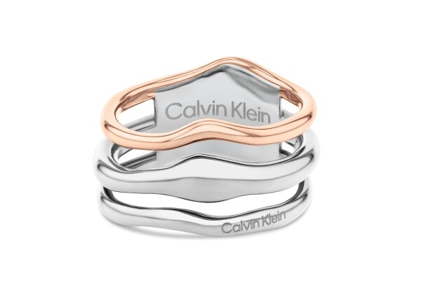 Calvin Klein Módny dámsky bicolor prsteň z ocele CK Wavy 35000651 58 mm