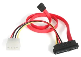 StarTech Kábel SAS 29-pin na SATA + LP4 červený / Kábel / SATA 15-pin / LP4 / 0,46 m (SAS729PW18)