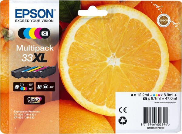 Epson 33XL (Black,Photo Black,Cyan, Magenta, Yellow)