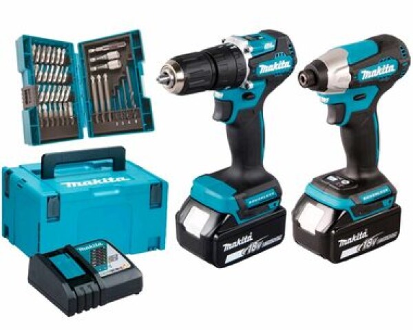 Makita DLX2414JX4 / Sada aku náradia: DHP487 amp; DTD157 amp; sada bitov / 18V / 2x 2.0Ah (DLX2414JX4)