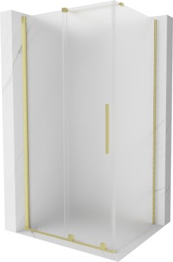 MEXEN/S - Velár sprchovací kút, posuvné dvere 100 x 75, dekor, zlato kartáčovaná 871-100-075-31-55