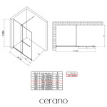 CERANO - Sprchová zástena Walk-in Medin Ľ/P - 8 mm - čierna matná, grafitové sklo - 150x195 - dvojdielna posuvná CER-478051