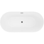 MEXEN/S - Luna Slim voľne stojaca vaňa 170 x 75, biela, sifón a prepad grafit metal 52041707500-95