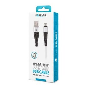 Forever Shark Dátový kábel USB-C 1m biela / 2A / textilný (DATAUSBCFORWH)