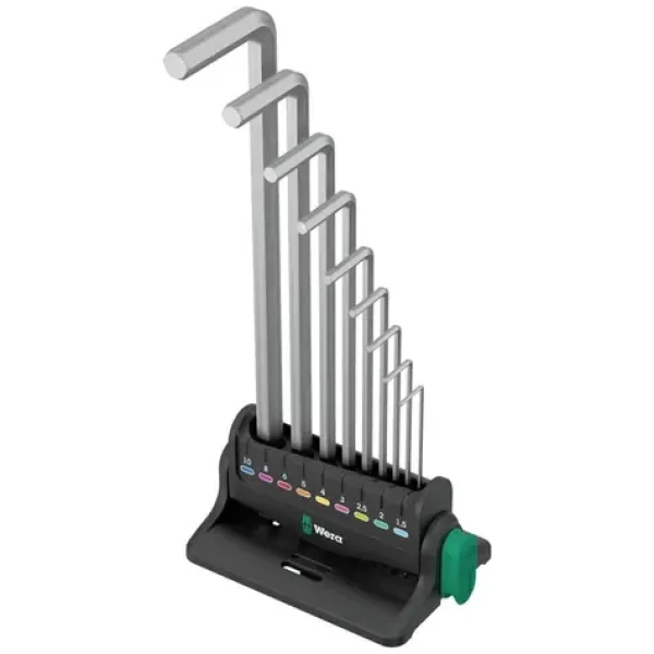 Wera 950/9 Hex- PLUS 8 / sada uhlových kľúčov / metrická / chrómovaný držiak / 10 dielny (05022102001)