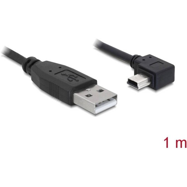 Delock kábel USB 2.0 A-samec gt; USB mini-B 5-pin samec pravouhlý, 1 meter (82681)