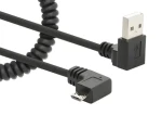 Manhattan USB-A - Micro-USB čierna / Špirálový kábel / 1 m / zahnuté konektory (356237)