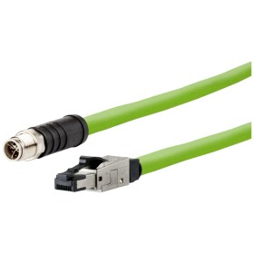 Metz Connect 142M6X18050 M12 sieťové káble, prepojovacie káble CAT 6A SF/UTP 5.00 m zelená krytie PUR, odolný proti kyselinám, odolný proti ozónu, odolný proti; 142M6X18050
